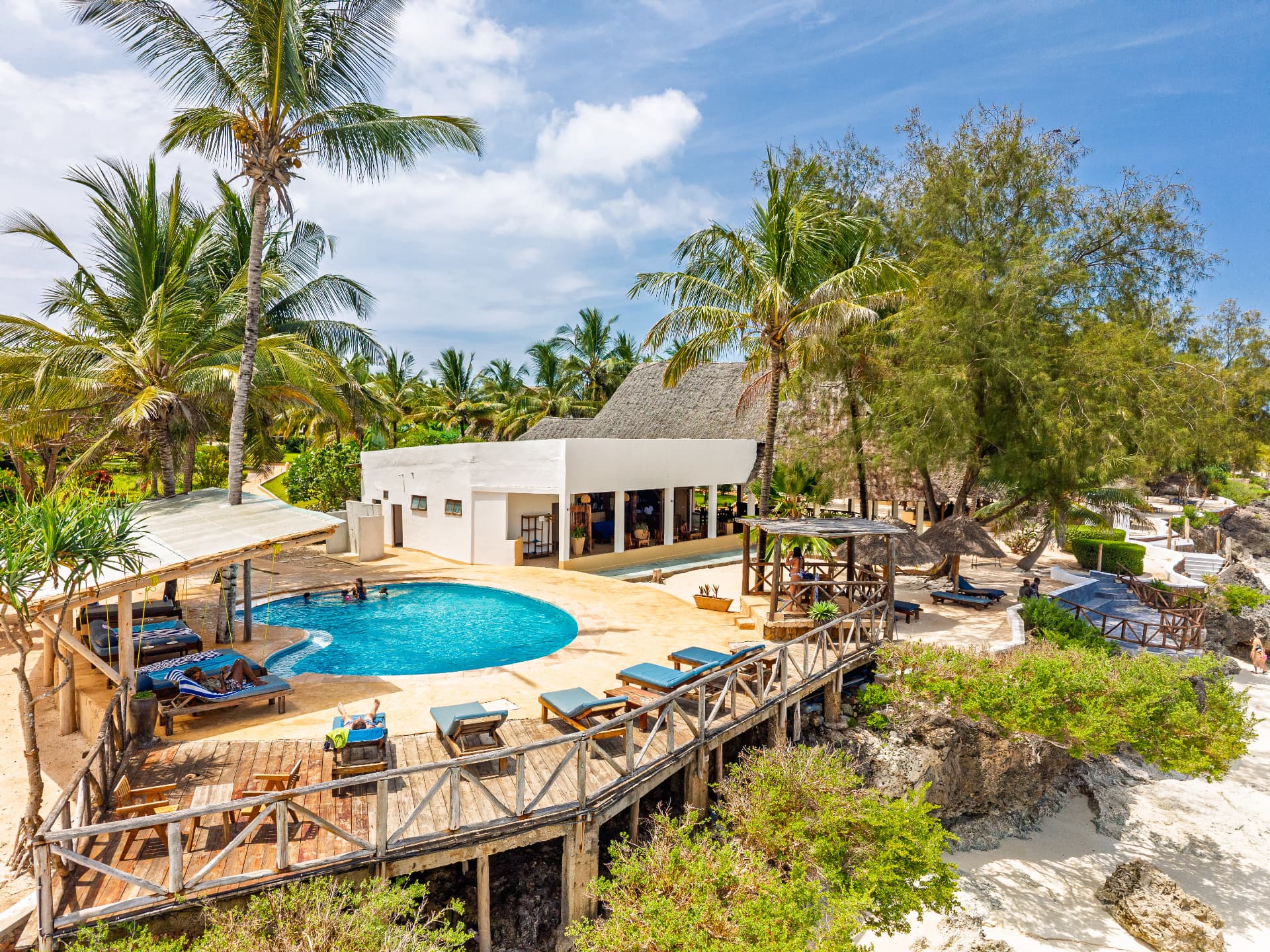 Aerial view of the pool at Tanzanite Beach Resort